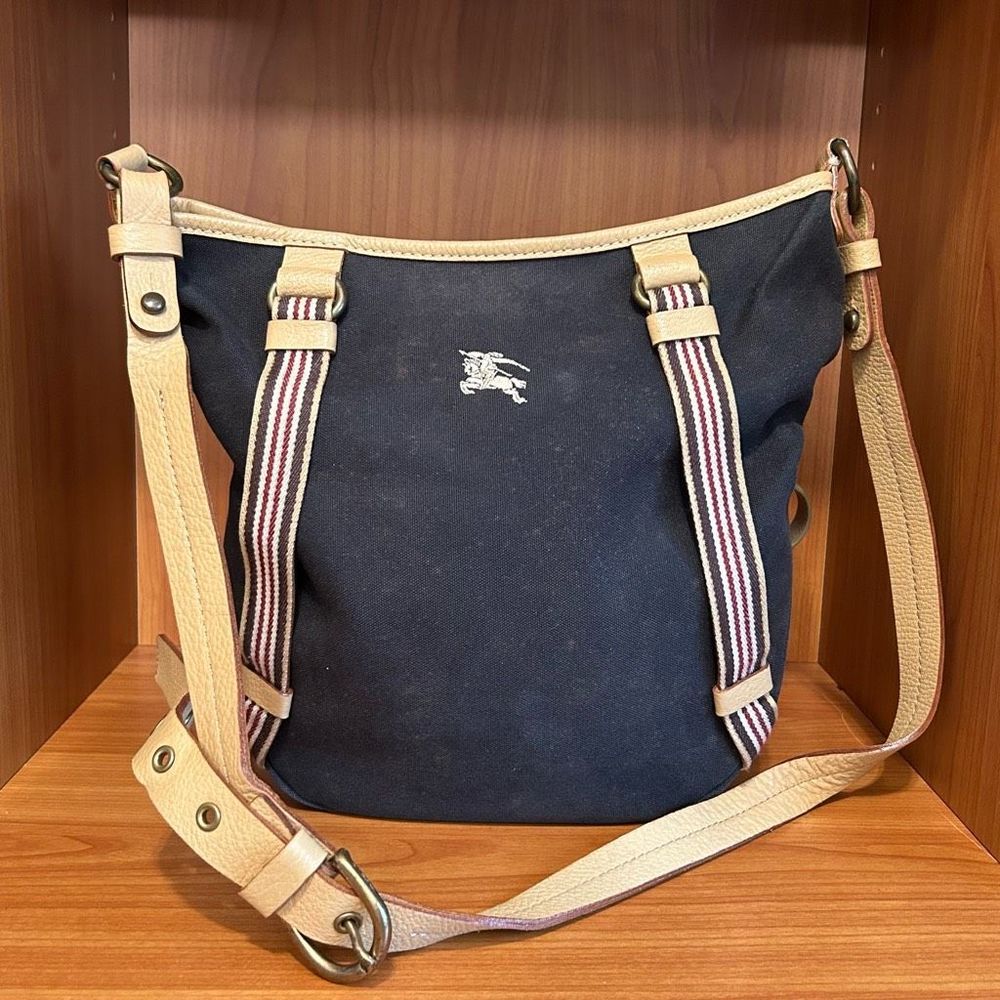 Burberry London Blue Label Messenger Crossbody Canvas Bag